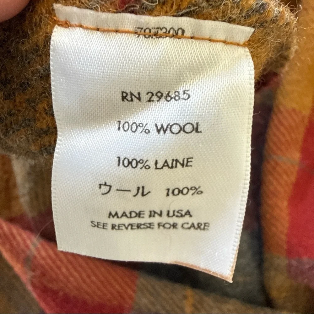 VTG Pendleton Wool Plaid Blanket Throw Red Brown USA 52